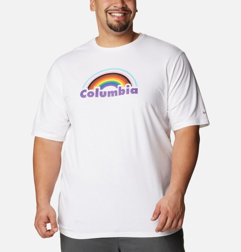 Men\'s Columbia Sun Trek Short Sleeve Graphic T Shirts White | Plus Size CA-XL316